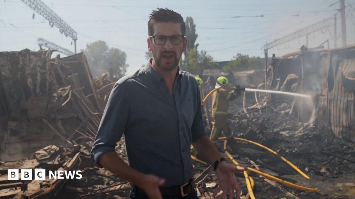 BBC visits smouldering Kyiv market after Russian strikes