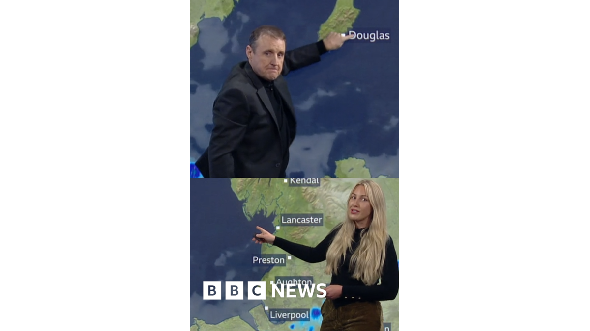 Moment Peter Kay interrupts live weather forecast