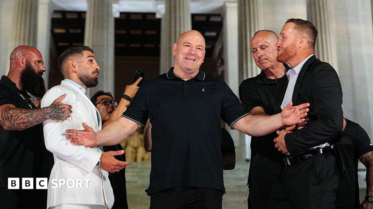 Topuria shoves Gaethje in front of Lincoln Memorial before UFC Freedom