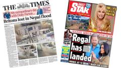 The Papers: 'Britons lost in Nepal flood' and 'Regal had landed'