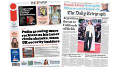 The Papers: 'Foreign donations sting' and 'Argentina threat to Falklands'