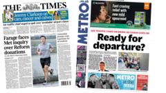 'Farage faces Met inquiry' and 'Ready for departure?'
