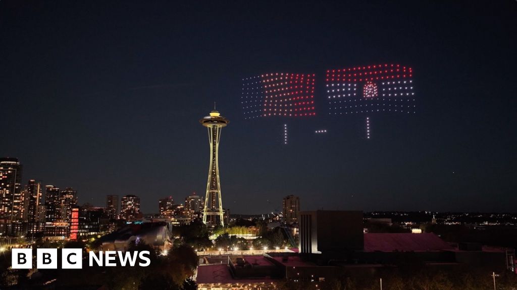 Drones create the first-ever FIFA scoreboard in Seattle sky