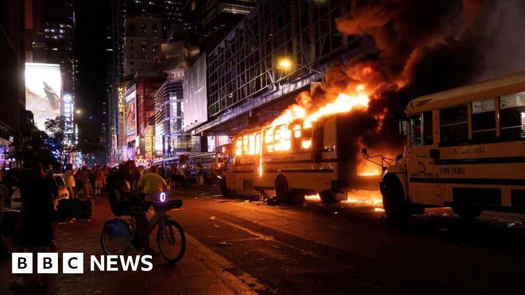 Teen shot and buses torched in Manhattan after historic NBA championship win for Knicks