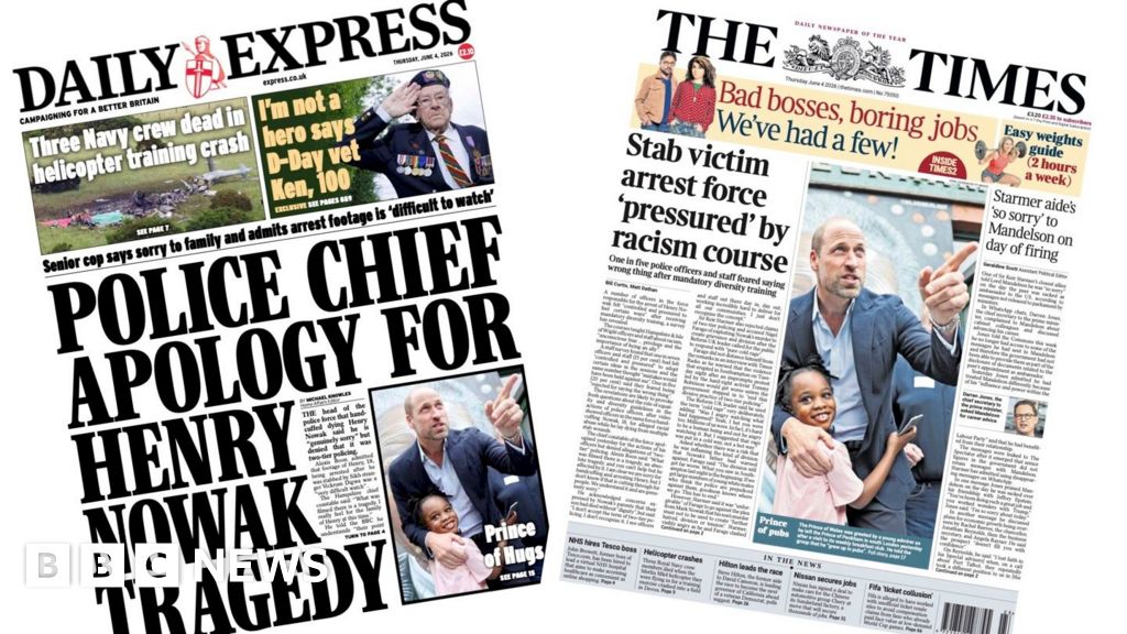 The Papers: 'Top cop sorry' and 'Prince of pubs'