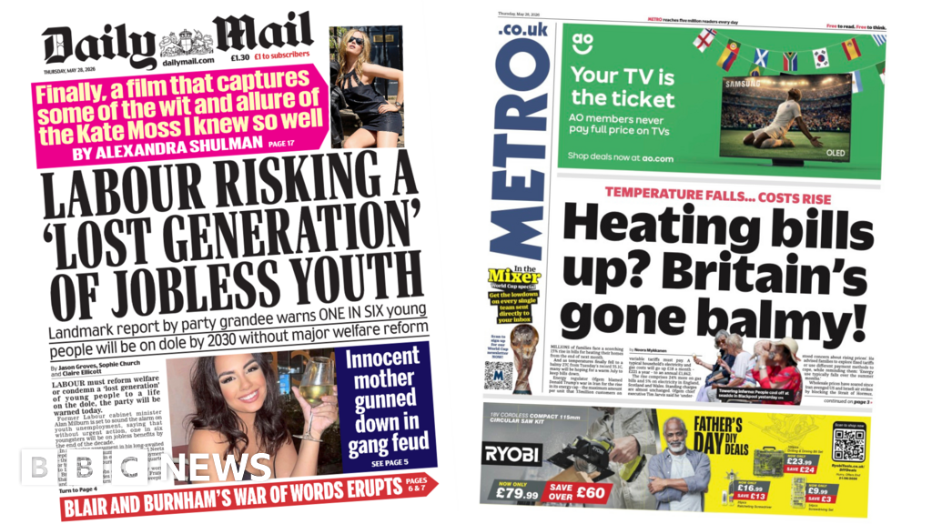 The Papers: 'Labour risking 'lost generation' and 'Britain's gone balmy!'