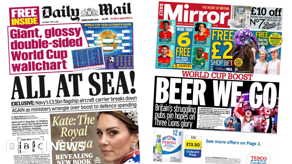 The Papers: 'Flagship breaks down' and 'Beer we go!'