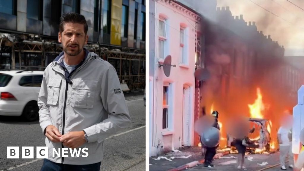 The destruction left behind after homes set alight in Belfast unrest