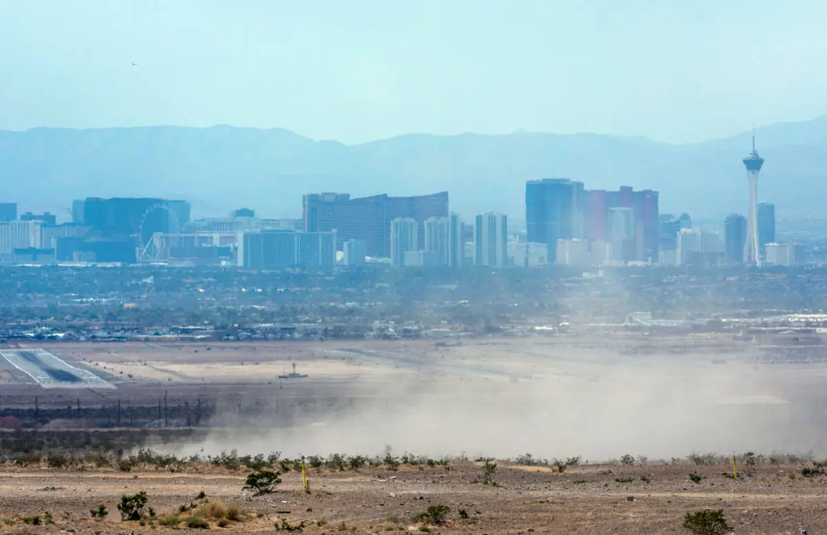 ‘Cloud of dust’ blankets Henderson, east Las Vegas; storms on horizon