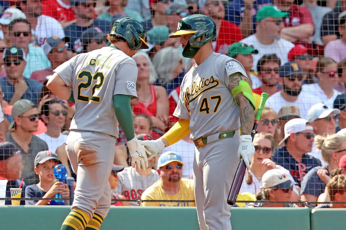 Athletics rally late to beat Red Sox, win 1st series since mid-June