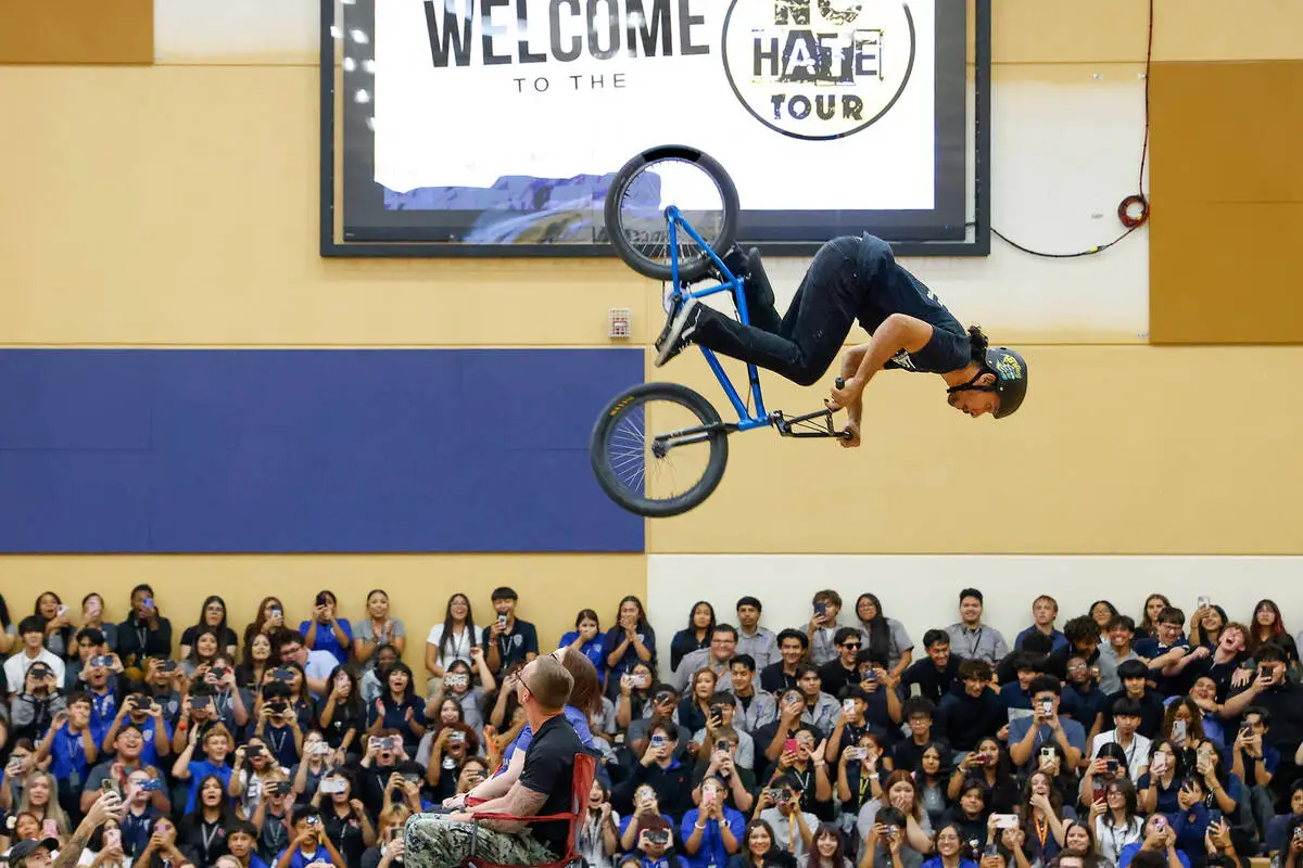 ‘You matter’: BMX pros spread anti-bullying message to Las Vegas high schools
