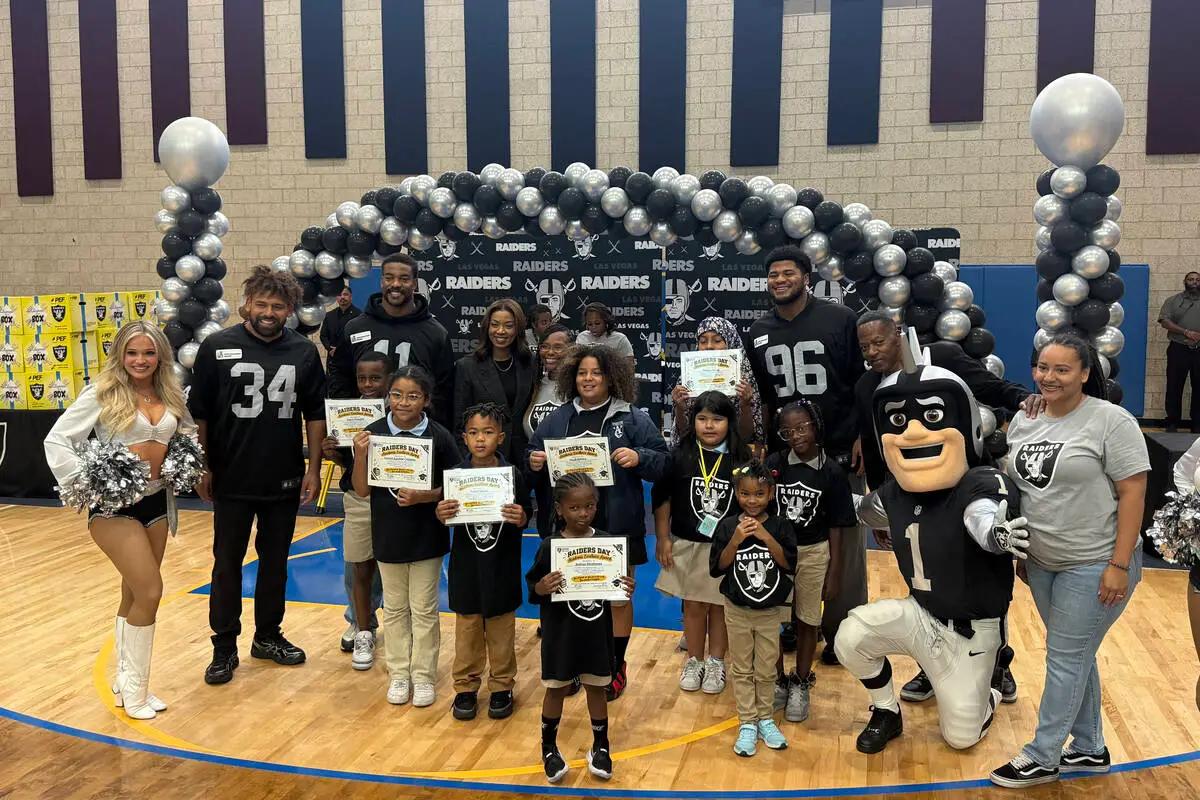 Raiders, students rally each other at Historic Westside Las Vegas school