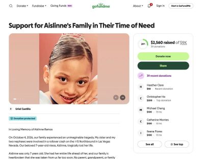 ‘Our family is heartbroken’: Fundraiser names child killed in I-15 crash