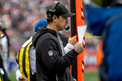 Raiders’ Klint Kubiak addresses media after blowout loss to Patriots